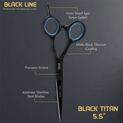 vega professional Black Titan  Black line Hairdressing Scissor - VPPSC-04  (5.5. inch)
