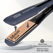 Pro-Shyne Titanium Hair Straightener with 38mm Wide Rose Gold Titanium Floating Plates for Enhanced Shine - VPPHS-14