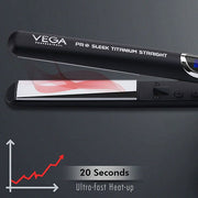 VEGA PROFESSIONAL Pro Sleek Titanium Straight Hair Straightener - VPPHS-02