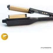 HNK Swirl Premium Hair Waver (Black & Copper) — Adjustable Depth Triple-Barrel Waver with LCD Display & Universal Voltage