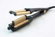 HNK Swirl Premium Hair Waver (Black & Copper) — Adjustable Depth Triple-Barrel Waver with LCD Display & Universal Voltage