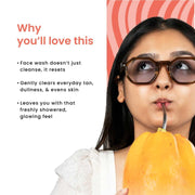 Foxtale Vitamin C Super Glow Face Wash with Papaya enzyme | Reduces Tan | Boosts Glow | Gently Exfoliates & Brightens Skin | Reduces Pigmentation | Face Wash for Men & Women- 100ml