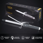 VEGA PROFESSIONAL Pro Cera Curls 19mm Hair Curler (VPMCT-02) – LCD Display, Adjustable Temperature, Cool Clip, Long-Lasting Tight Curls
