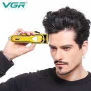 VGR V-140 Professional Salon Series Hair Clipper for Salon & Men's | 300 Min Runtime, 2500mAh Lithium Battery, Taper Lever, LED Display, Metallic Body, 4 Cutting Guide Combs (Gold)