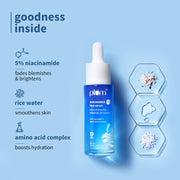Plum 5% Niacinamide Face Serum for Clear & Bright Skin | with Rice Water | Provides Clear, Glowing & Brightening Skin | Lightweight & Beginner Friendly Serum for Women & Men | All Skin Types | 30ml
