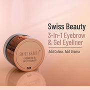 Swiss Beauty Waterproof Eyebrow & Gel Eyeliner 2-in-1 – Smudge-Proof, Eyebrow Definer & Gel Eyeliner with Brush, 7g