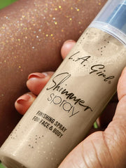 LA Girl Shimmer Spray – 80 ml Rose Gold/Gold | Shimmer Setting Spray with Illuminating Glow for Face & Body, Lightweight, with radiant glow and dewy finish