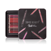 Swiss Beauty Bold Matt Lip Liner – Set of 12, Long-Lasting, Matte Finish, Non-Drying, 19.2gm