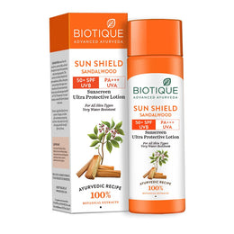 Biotique Bio Sandalwood Sunscreen Ultra Soothing Face Lotion, SPF 50+ |Ultra Protective Lotion| Keeps Skin Soft, Fair and Moisturized| Water Resistant| For All Skin Types| 120ml