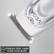 VEGA PROFESSIONAL Men Mighty Mini Hair Trimmer (VPVHT-07) – 6500 RPM Motor, Stainless Steel T-Wide Ultra-Close Blade, 120 Min Cordless Runtime, Salon & Home Use