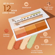 SHOPAAREL Contains 15 Shades Of Shimmering Hd Cream Full Coverage Concealer Palette Corrector With Brush Professional For Face Makeup For Women For Girls For Wedding For Functions|For All Skin Types