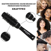 Kraftpro Round Brush – 45MM (Black) – Premium Nano Technology Styling Tool for Professional Stylists