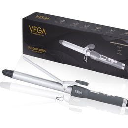 VEGA PROFESSIONAL Pro Cera Curls 25mm Barrel Hair Curler – LCD Display, Adjustable Temperature, Cool Clip, Long-Lasting Tight Curls (VPMCT-04)
