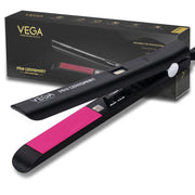 VEGA PROFESSIONAL Pro Cera Smart Hair Straightener (VPMHS-06) – Tourmaline Ceramic Floating Plates, Ultra Quick Heat, Adjustable Temperature, Black