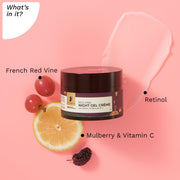 PILGRIM French Red Vine Anti Aging Night Cream for women with Retinol, Mulberry & Vitamin C For Glowing Skin & Skin Repair| Retinol Night cream for oily, dry & sensitive skin|Anti aging cream| For Women and Men I 50g