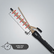 VEGA PROFESSIONAL Pro Cera Curls 9mm Hair Curler with LCD Display – Ultra-Fast Heat, Adjustable Temperature, Long-Lasting Salon Curls (VPMCT-07)
