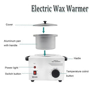 Single Pot Electric Wax Heater Hair Removal Parrafin Adjustable Temperature Warmer Machine for Facial Skin Hair Removal Set Hot SPA Body with Wood Craft Sticks