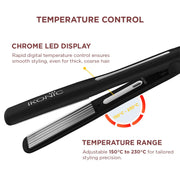 Ikonic Slim Titanium Hair Crimper PTC Heater Immediate Heat Up Adjustable Temperature Titanium Plates Hair Styling for Women, All Hair Type, Black (STC 2.0)