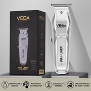 VEGA PROFESSIONAL Men Pro Liner Hair Trimmer (VPPHT-03) – Stainless Steel Blades, 240-Min Cordless Runtime, Charging Dock, Salon & Home Use, Silver