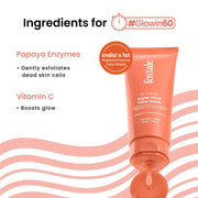 Foxtale Vitamin C Super Glow Face Wash with Papaya enzyme | Reduces Tan | Boosts Glow | Gently Exfoliates & Brightens Skin | Reduces Pigmentation | Face Wash for Men & Women- 100ml