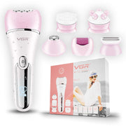 VGR V-733 Professional 6-in-1 Ladies Grooming Kit | Epilator for women for full body grooming | LED Display, 90min Runtime & 600mAh Lithium Battery with IPX7 Waterproof (Pink)