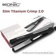 Ikonic Slim Titanium Hair Crimper PTC Heater Immediate Heat Up Adjustable Temperature Titanium Plates Hair Styling for Women, All Hair Type, Black (STC 2.0)