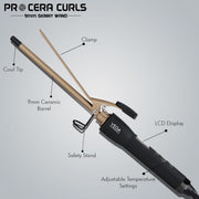 VEGA PROFESSIONAL Pro Cera Curls 9mm Hair Curler with LCD Display – Ultra-Fast Heat, Adjustable Temperature, Long-Lasting Salon Curls (VPMCT-07)