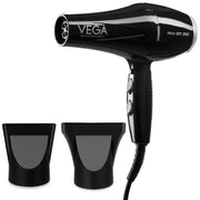 VEGA PROFESSIONAL Pro Dry 1800-2100 Watts Hair Dryer for Men & Women with Cool Shot Button and 3 Heat & 2 Speed Settings, Black (VPPHD-02)