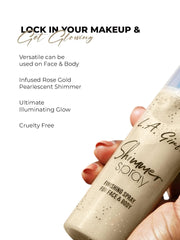 LA Girl Shimmer Spray – 80 ml Rose Gold/Gold | Shimmer Setting Spray with Illuminating Glow for Face & Body, Lightweight, with radiant glow and dewy finish