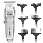 VEGA PROFESSIONAL Men Pro Liner Hair Trimmer (VPPHT-03) – Stainless Steel Blades, 240-Min Cordless Runtime, Charging Dock, Salon & Home Use, Silver