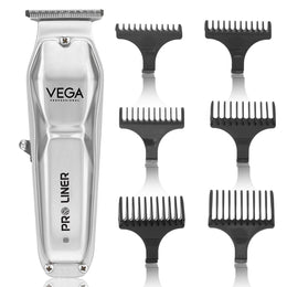 VEGA PROFESSIONAL Men Pro Liner Hair Trimmer (VPPHT-03) – Stainless Steel Blades, 240-Min Cordless Runtime, Charging Dock, Salon & Home Use, Silver