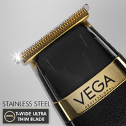 VEGA PROFESSIONAL Men Pro Fine Hair Trimmer (VPMHT-05) – 6800 RPM, Stainless Steel Blades, 300-Min Cord/Cordless Runtime, Salon & Home Use, Black