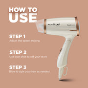 IKONIC ME HAIR DRYER TRAVEL EXPRESS - WHITE & ROSE GOLD