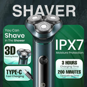 VGR V-310 Professional Men's Shaver | Cordless Rechargeable IPX7 Fully Waterproof Triple Rotary Head Runtime 200 minutes | Electric Shaver for Men’s