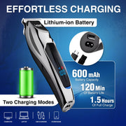 VGR V-070 Professional Hair Trimmer for Men & Salon with 120 min Long Runtime | 5 Guide Comb | Led Display (Black)