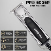 VEGA PROFESSIONAL Men Pro Edger Hair Trimmer (VPVHT-02) – 6500 RPM High-Speed Motor, Detachable T-Wide Stainless Steel Blade, 0.1mm Ultra-Close Precision Cutting