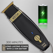VEGA PROFESSIONAL Men Pro Fine Hair Trimmer (VPMHT-05) – 6800 RPM, Stainless Steel Blades, 300-Min Cord/Cordless Runtime, Salon & Home Use, Black