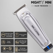 VEGA PROFESSIONAL Men Mighty Mini Hair Trimmer (VPVHT-07) – 6500 RPM Motor, Stainless Steel T-Wide Ultra-Close Blade, 120 Min Cordless Runtime, Salon & Home Use
