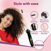 HNK Hot Wand 10mm Barrel – Professional Hair Styling Tool with 2.5M Cord (Rose Gold)