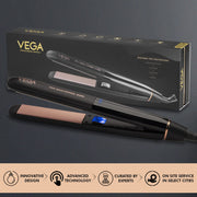 VEGA PROFESSIONAL Pro Gold Ceramic Shine Hair Straightener (VPMHS-08) – Ceramic Floating Plates, Professional & Home Use, Black