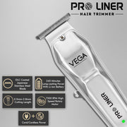 VEGA PROFESSIONAL Men Pro Liner Hair Trimmer (VPPHT-03) – Stainless Steel Blades, 240-Min Cordless Runtime, Charging Dock, Salon & Home Use, Silver
