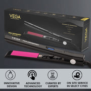 VEGA PROFESSIONAL Pro Cera Smart Hair Straightener (VPMHS-06) – Tourmaline Ceramic Floating Plates, Ultra Quick Heat, Adjustable Temperature, Black