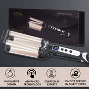 VEGA PROFESSIONAL Pro Wave Triple Barrel Hair Styler (VPPMS-03) – Fast Heat-Up, Adjustable Temperature, Overheating Protection, Salon-Quality Waves