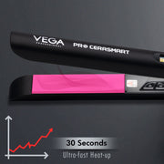 VEGA PROFESSIONAL Pro Cera Smart Hair Straightener (VPMHS-06) – Tourmaline Ceramic Floating Plates, Ultra Quick Heat, Adjustable Temperature, Black