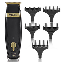VEGA PROFESSIONAL Men Pro Fine Hair Trimmer (VPMHT-05) – 6800 RPM, Stainless Steel Blades, 300-Min Cord/Cordless Runtime, Salon & Home Use, Black