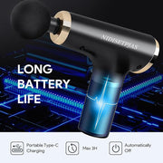 Massage Gun Deep Tissue, 4 Massages Heads with Silent Brushless Motor, High Intensity Percussion 6 Speeds Massage Device for Pain Relief, Portable Massage Gun for Back Neck Muscle