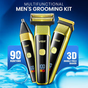 VGR VL-366 Limited Edition 3-in-1 Grooming Kit for Men & Salon with 90 min Long Runtime | Powerful 600mAh Lithium Battery | All-in-One Trimmer kit for Face, Nose, Ear, and Body Grooming