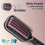 Vega Litstyle L2 Hair Straightener Brush For Women With Keratin And Argan Oil Infused Ceramic Coated Bristles, (Vhsb-07) - Pink