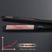 VEGA PROFESSIONAL Pro Gold Ceramic Shine Hair Straightener (VPMHS-08) – Ceramic Floating Plates, Professional & Home Use, Black