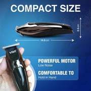 VGR V-070 Professional Hair Trimmer for Men & Salon with 120 min Long Runtime | 5 Guide Comb | Led Display (Black)